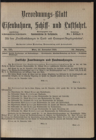 Verordnungs-Blatt für Eisenbahnen und Schiffahrt: Veröffentlichungen in Tarif- und Transport-Angelegenheiten 19201125 Seite: 3