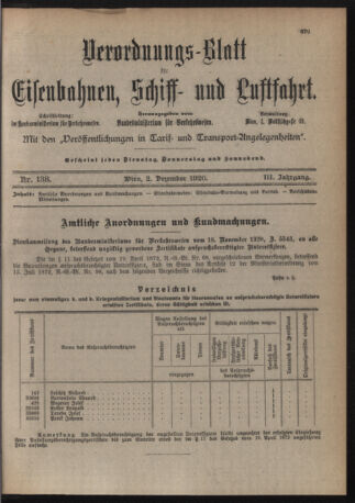 Verordnungs-Blatt für Eisenbahnen und Schiffahrt: Veröffentlichungen in Tarif- und Transport-Angelegenheiten 19201202 Seite: 3