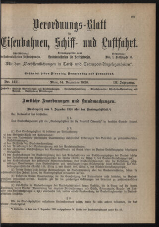 Verordnungs-Blatt für Eisenbahnen und Schiffahrt: Veröffentlichungen in Tarif- und Transport-Angelegenheiten 19201214 Seite: 3