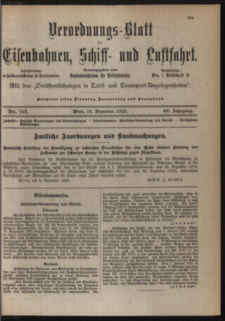 Verordnungs-Blatt für Eisenbahnen und Schiffahrt: Veröffentlichungen in Tarif- und Transport-Angelegenheiten 19201216 Seite: 3