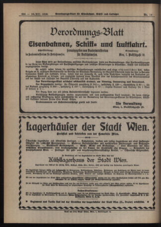 Verordnungs-Blatt für Eisenbahnen und Schiffahrt: Veröffentlichungen in Tarif- und Transport-Angelegenheiten 19201218 Seite: 6