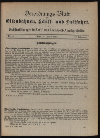 Verordnungs-Blatt für Eisenbahnen und Schiffahrt: Veröffentlichungen in Tarif- und Transport-Angelegenheiten 19210114 Seite: 3