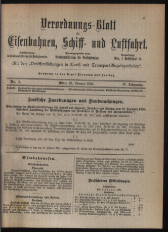 Verordnungs-Blatt für Eisenbahnen und Schiffahrt: Veröffentlichungen in Tarif- und Transport-Angelegenheiten 19210121 Seite: 3