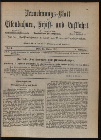 Verordnungs-Blatt für Eisenbahnen und Schiffahrt: Veröffentlichungen in Tarif- und Transport-Angelegenheiten 19210125 Seite: 3