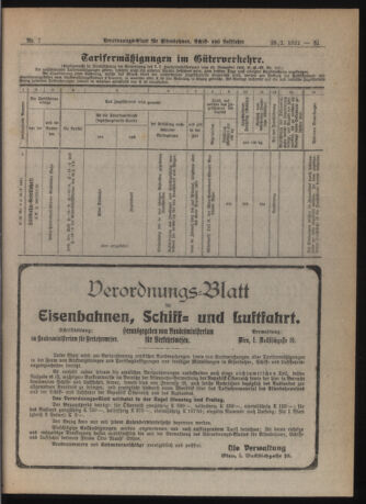 Verordnungs-Blatt für Eisenbahnen und Schiffahrt: Veröffentlichungen in Tarif- und Transport-Angelegenheiten 19210125 Seite: 5