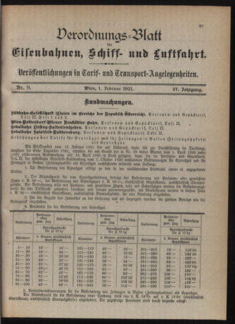 Verordnungs-Blatt für Eisenbahnen und Schiffahrt: Veröffentlichungen in Tarif- und Transport-Angelegenheiten 19210201 Seite: 3