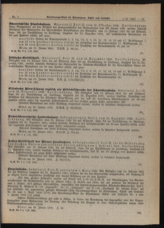 Verordnungs-Blatt für Eisenbahnen und Schiffahrt: Veröffentlichungen in Tarif- und Transport-Angelegenheiten 19210201 Seite: 9