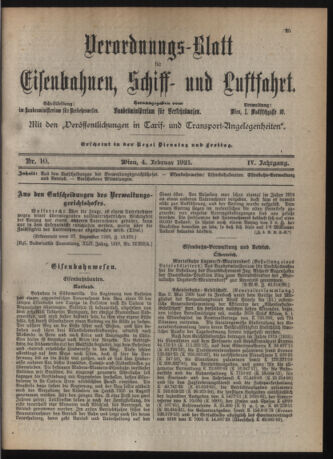 Verordnungs-Blatt für Eisenbahnen und Schiffahrt: Veröffentlichungen in Tarif- und Transport-Angelegenheiten 19210204 Seite: 3