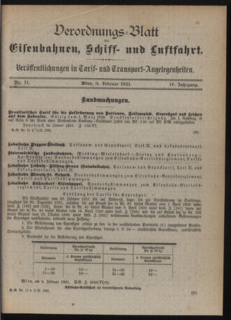 Verordnungs-Blatt für Eisenbahnen und Schiffahrt: Veröffentlichungen in Tarif- und Transport-Angelegenheiten 19210208 Seite: 1