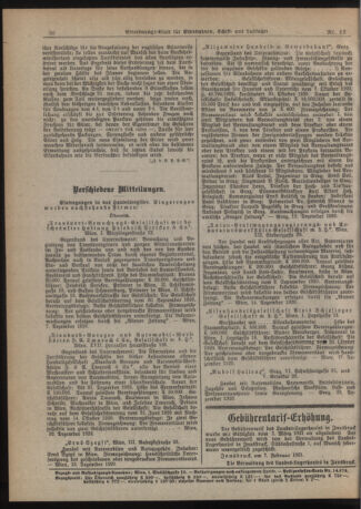 Verordnungs-Blatt für Eisenbahnen und Schiffahrt: Veröffentlichungen in Tarif- und Transport-Angelegenheiten 19210211 Seite: 2