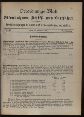 Verordnungs-Blatt für Eisenbahnen und Schiffahrt: Veröffentlichungen in Tarif- und Transport-Angelegenheiten 19210211 Seite: 3