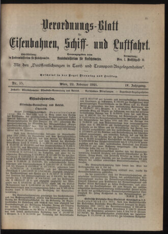 Verordnungs-Blatt für Eisenbahnen und Schiffahrt: Veröffentlichungen in Tarif- und Transport-Angelegenheiten 19210222 Seite: 3