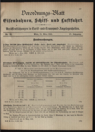 Verordnungs-Blatt für Eisenbahnen und Schiffahrt: Veröffentlichungen in Tarif- und Transport-Angelegenheiten 19210315 Seite: 3