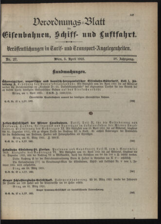 Verordnungs-Blatt für Eisenbahnen und Schiffahrt: Veröffentlichungen in Tarif- und Transport-Angelegenheiten 19210405 Seite: 3