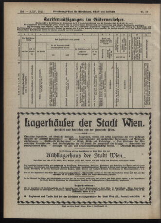 Verordnungs-Blatt für Eisenbahnen und Schiffahrt: Veröffentlichungen in Tarif- und Transport-Angelegenheiten 19210405 Seite: 6