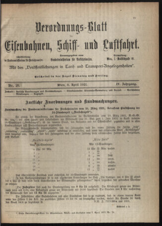 Verordnungs-Blatt für Eisenbahnen und Schiffahrt: Veröffentlichungen in Tarif- und Transport-Angelegenheiten 19210408 Seite: 3