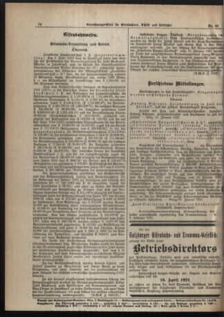 Verordnungs-Blatt für Eisenbahnen und Schiffahrt: Veröffentlichungen in Tarif- und Transport-Angelegenheiten 19210408 Seite: 4