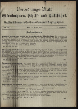 Verordnungs-Blatt für Eisenbahnen und Schiffahrt: Veröffentlichungen in Tarif- und Transport-Angelegenheiten 19210415 Seite: 3