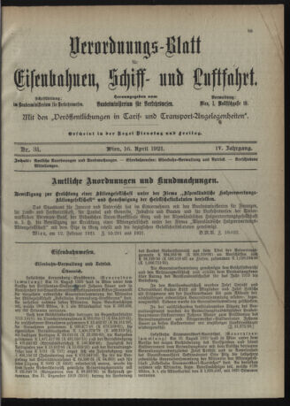 Verordnungs-Blatt für Eisenbahnen und Schiffahrt: Veröffentlichungen in Tarif- und Transport-Angelegenheiten 19210416 Seite: 3