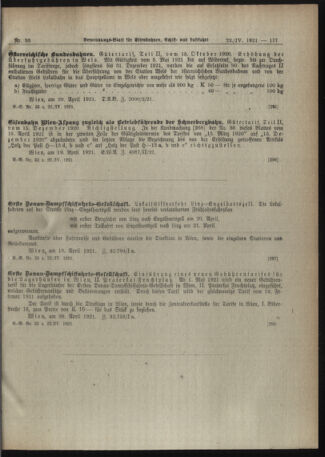 Verordnungs-Blatt für Eisenbahnen und Schiffahrt: Veröffentlichungen in Tarif- und Transport-Angelegenheiten 19210422 Seite: 5