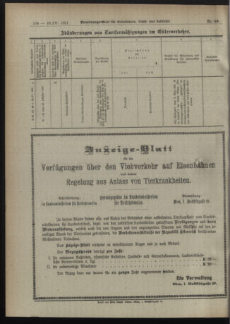 Verordnungs-Blatt für Eisenbahnen und Schiffahrt: Veröffentlichungen in Tarif- und Transport-Angelegenheiten 19210422 Seite: 6