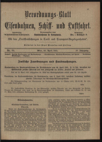 Verordnungs-Blatt für Eisenbahnen und Schiffahrt: Veröffentlichungen in Tarif- und Transport-Angelegenheiten