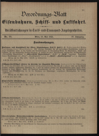 Verordnungs-Blatt für Eisenbahnen und Schiffahrt: Veröffentlichungen in Tarif- und Transport-Angelegenheiten 19210513 Seite: 3