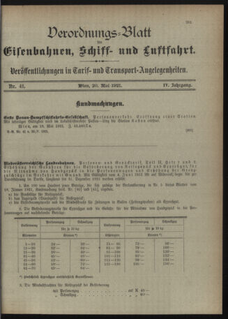 Verordnungs-Blatt für Eisenbahnen und Schiffahrt: Veröffentlichungen in Tarif- und Transport-Angelegenheiten 19210520 Seite: 3