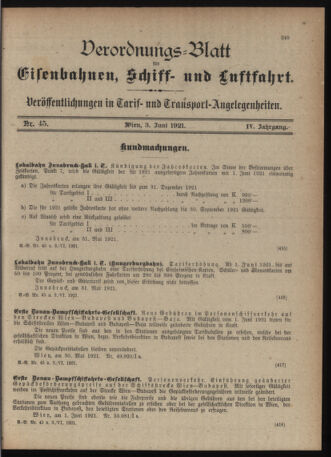 Verordnungs-Blatt für Eisenbahnen und Schiffahrt: Veröffentlichungen in Tarif- und Transport-Angelegenheiten 19210603 Seite: 3