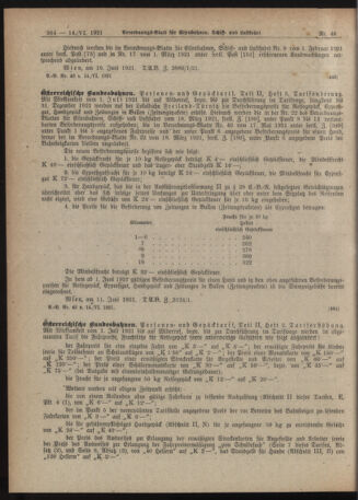 Verordnungs-Blatt für Eisenbahnen und Schiffahrt: Veröffentlichungen in Tarif- und Transport-Angelegenheiten 19210614 Seite: 6