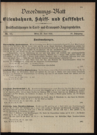 Verordnungs-Blatt für Eisenbahnen und Schiffahrt: Veröffentlichungen in Tarif- und Transport-Angelegenheiten 19210621 Seite: 3