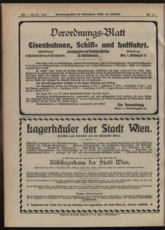 Verordnungs-Blatt für Eisenbahnen und Schiffahrt: Veröffentlichungen in Tarif- und Transport-Angelegenheiten 19210624 Seite: 4