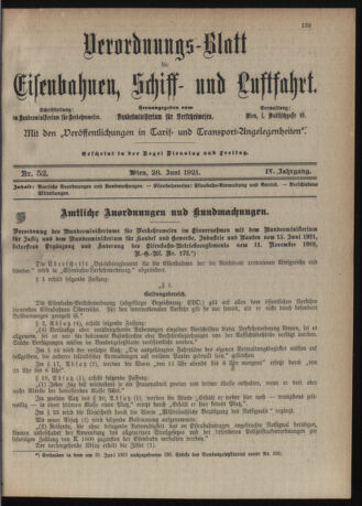 Verordnungs-Blatt für Eisenbahnen und Schiffahrt: Veröffentlichungen in Tarif- und Transport-Angelegenheiten 19210628 Seite: 1