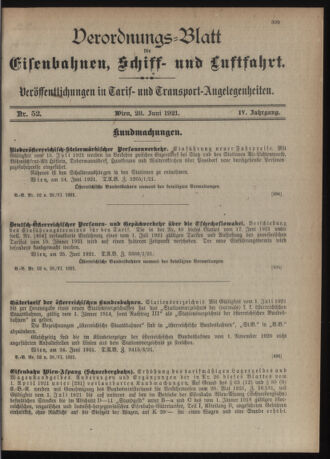 Verordnungs-Blatt für Eisenbahnen und Schiffahrt: Veröffentlichungen in Tarif- und Transport-Angelegenheiten 19210628 Seite: 3