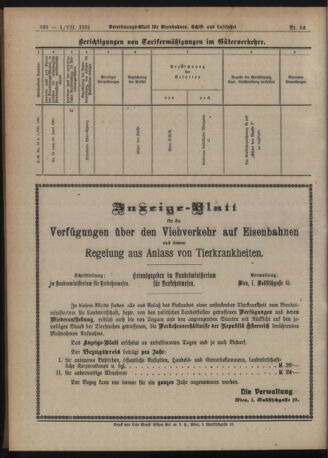 Verordnungs-Blatt für Eisenbahnen und Schiffahrt: Veröffentlichungen in Tarif- und Transport-Angelegenheiten 19210701 Seite: 6