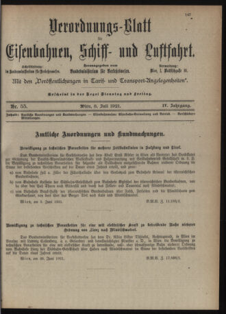 Verordnungs-Blatt für Eisenbahnen und Schiffahrt: Veröffentlichungen in Tarif- und Transport-Angelegenheiten 19210708 Seite: 1