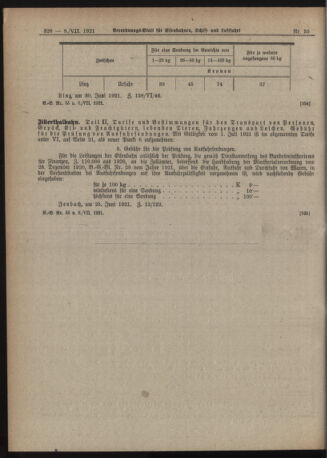 Verordnungs-Blatt für Eisenbahnen und Schiffahrt: Veröffentlichungen in Tarif- und Transport-Angelegenheiten 19210708 Seite: 6