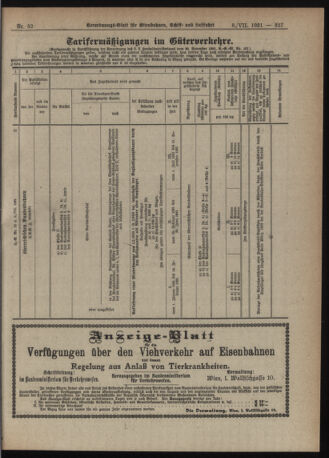 Verordnungs-Blatt für Eisenbahnen und Schiffahrt: Veröffentlichungen in Tarif- und Transport-Angelegenheiten 19210708 Seite: 7