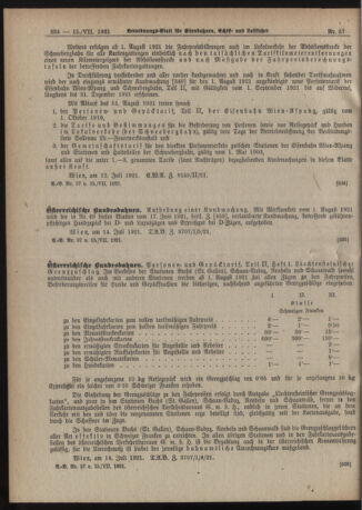 Verordnungs-Blatt für Eisenbahnen und Schiffahrt: Veröffentlichungen in Tarif- und Transport-Angelegenheiten 19210712 Seite: 8