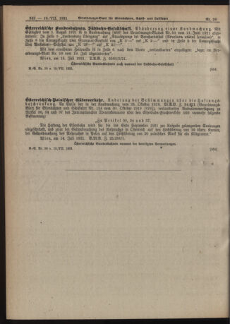 Verordnungs-Blatt für Eisenbahnen und Schiffahrt: Veröffentlichungen in Tarif- und Transport-Angelegenheiten 19210719 Seite: 2