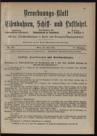 Verordnungs-Blatt für Eisenbahnen und Schiffahrt: Veröffentlichungen in Tarif- und Transport-Angelegenheiten 19210719 Seite: 3