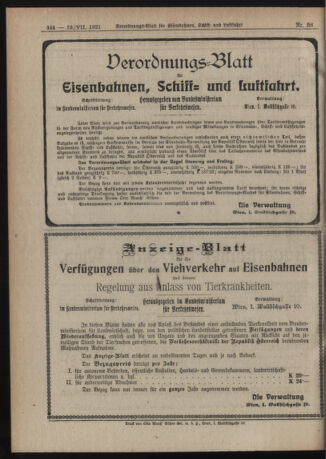 Verordnungs-Blatt für Eisenbahnen und Schiffahrt: Veröffentlichungen in Tarif- und Transport-Angelegenheiten 19210719 Seite: 6