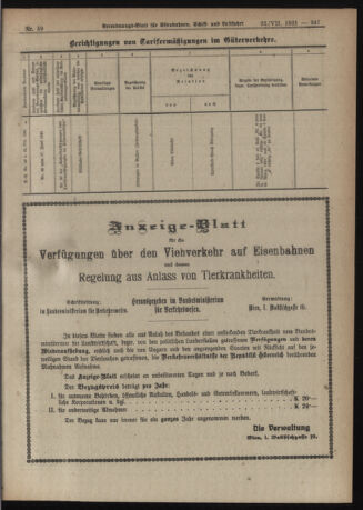 Verordnungs-Blatt für Eisenbahnen und Schiffahrt: Veröffentlichungen in Tarif- und Transport-Angelegenheiten 19210722 Seite: 7