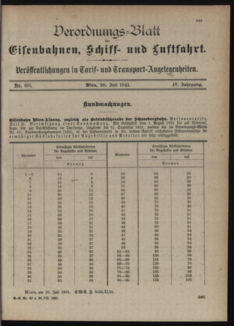 Verordnungs-Blatt für Eisenbahnen und Schiffahrt: Veröffentlichungen in Tarif- und Transport-Angelegenheiten 19210726 Seite: 7