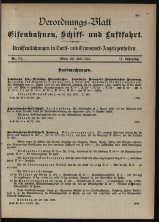 Verordnungs-Blatt für Eisenbahnen und Schiffahrt: Veröffentlichungen in Tarif- und Transport-Angelegenheiten 19210729 Seite: 3