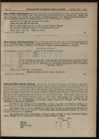 Verordnungs-Blatt für Eisenbahnen und Schiffahrt: Veröffentlichungen in Tarif- und Transport-Angelegenheiten 19210729 Seite: 5