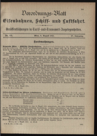 Verordnungs-Blatt für Eisenbahnen und Schiffahrt: Veröffentlichungen in Tarif- und Transport-Angelegenheiten 19210805 Seite: 3