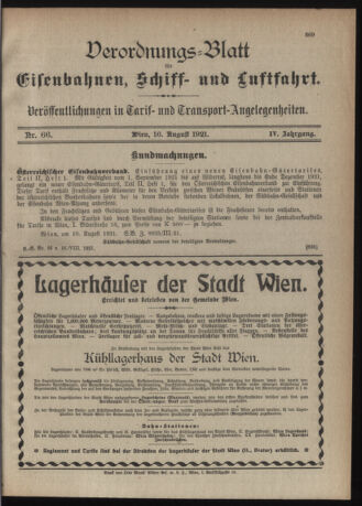 Verordnungs-Blatt für Eisenbahnen und Schiffahrt: Veröffentlichungen in Tarif- und Transport-Angelegenheiten 19210816 Seite: 3