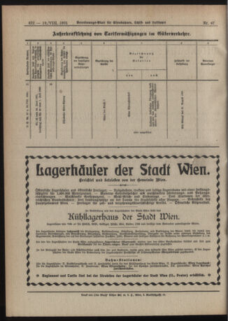 Verordnungs-Blatt für Eisenbahnen und Schiffahrt: Veröffentlichungen in Tarif- und Transport-Angelegenheiten 19210819 Seite: 4