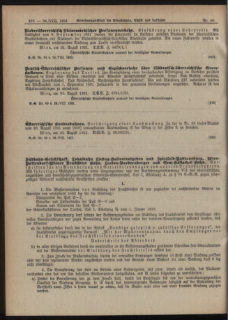 Verordnungs-Blatt für Eisenbahnen und Schiffahrt: Veröffentlichungen in Tarif- und Transport-Angelegenheiten 19210826 Seite: 2